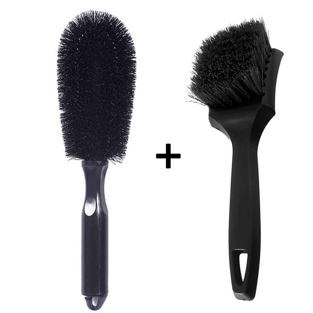 1/2PCS Car Wheel Brush Tire Cleaning Brushes Tools Car Rim Scrubber Cleaner Duster Handle Motorcycle Wheels Car Detailing Brush