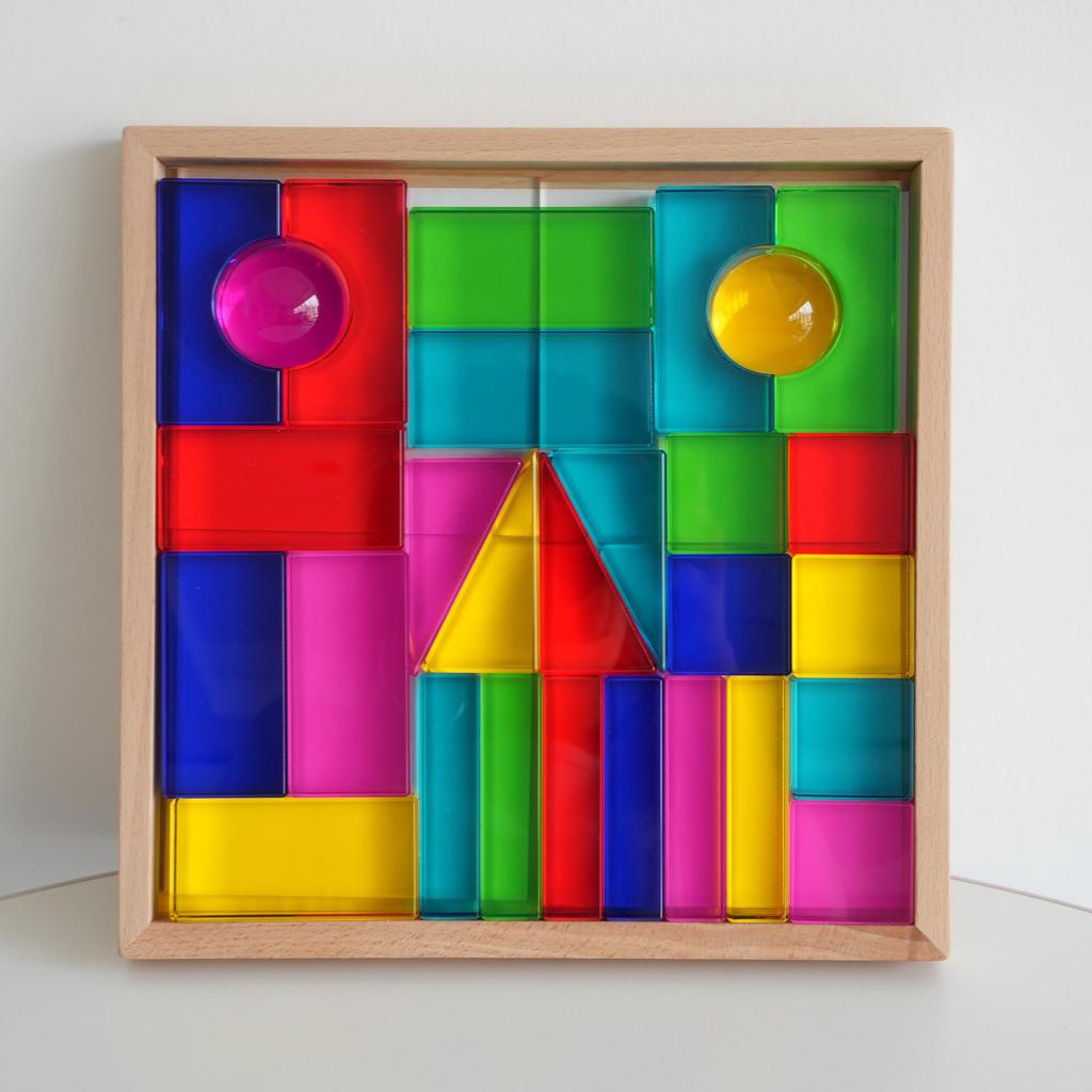 Transparent Rainbow 3D Building Blocks: Educational Acrylic Cubes for Children