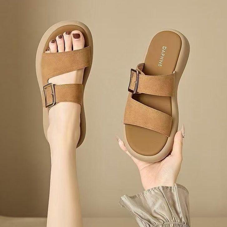 Flat-bottomed Cool Slippers Women's Summer New Soft-soled One-word Slippers Outside Casual Sandals Women's Beach Shoes