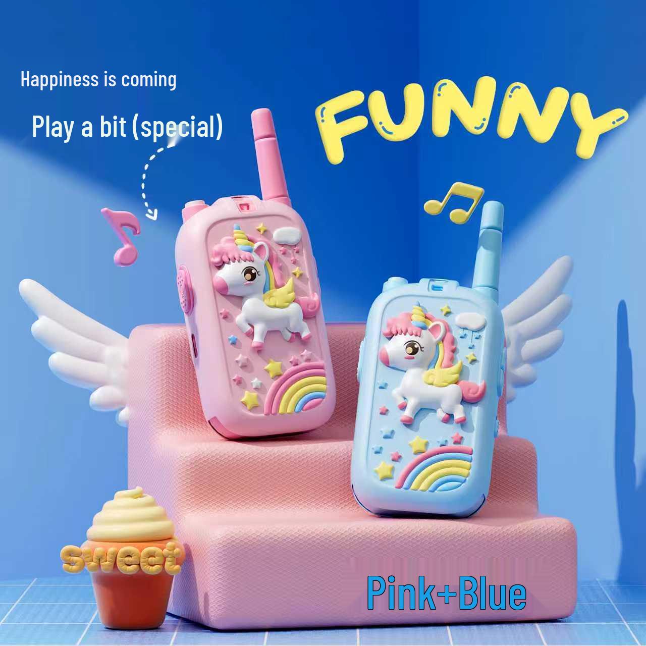 Children s Cartoon Walkie-Talkie Toy: HD Call Parent-Child Gift синий/розовый