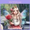 Cute Acrylic Pink Angel Fairy Keychain With Wings For Car Mirror Decoration