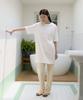 38 Come On Common Half Sleeve Stitch One-Piece (White)