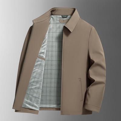 2025 Men's Spring/Autumn Casual Lapel Jacket - Versatile Solid Color Fashion Coat for Young and Middle-aged