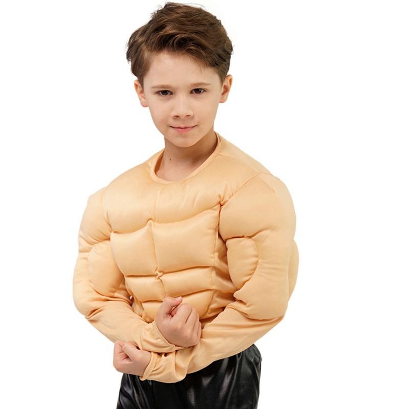 Adult Muscle Men's Shirts, Halloween Cosplay Fake Abs T-shirts, Party Costumes