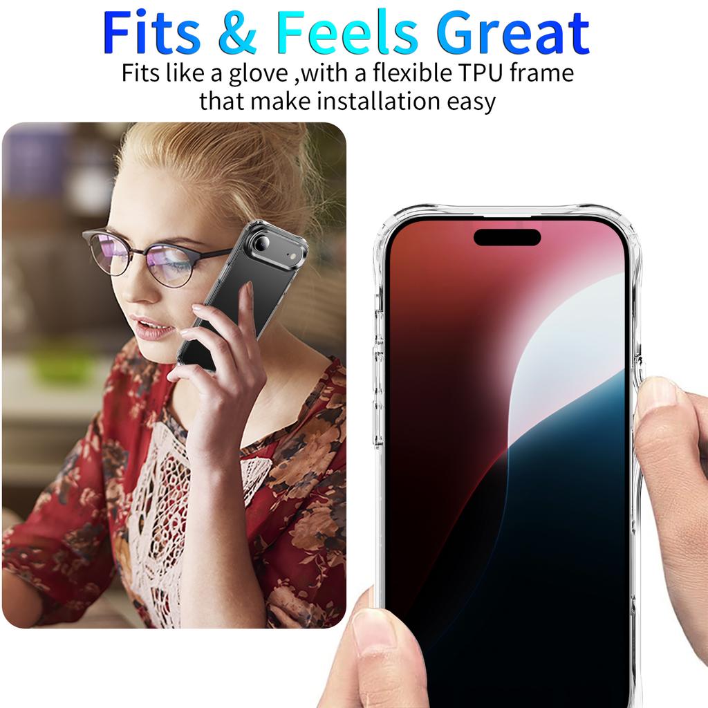 Stoßfeste Klare Schutzhülle für iPhone 17 Air 16 Plus 15 pro max, Anti-Vergilbung Transparente Schlanke Design Erhöhte Kamera-Bildschirmrand-Stoßstange