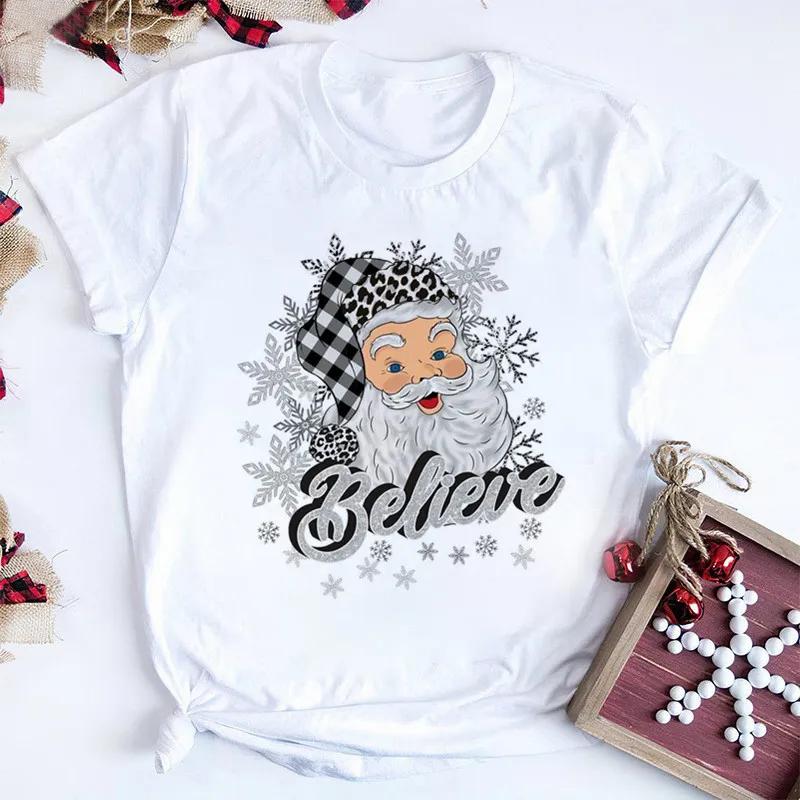 Women Tshirts Merry Christmas Tree Print Red Top Femal New Clothing Short Sleeve Fashion Harajuku Kawaii T-shirt Y2K Clothing