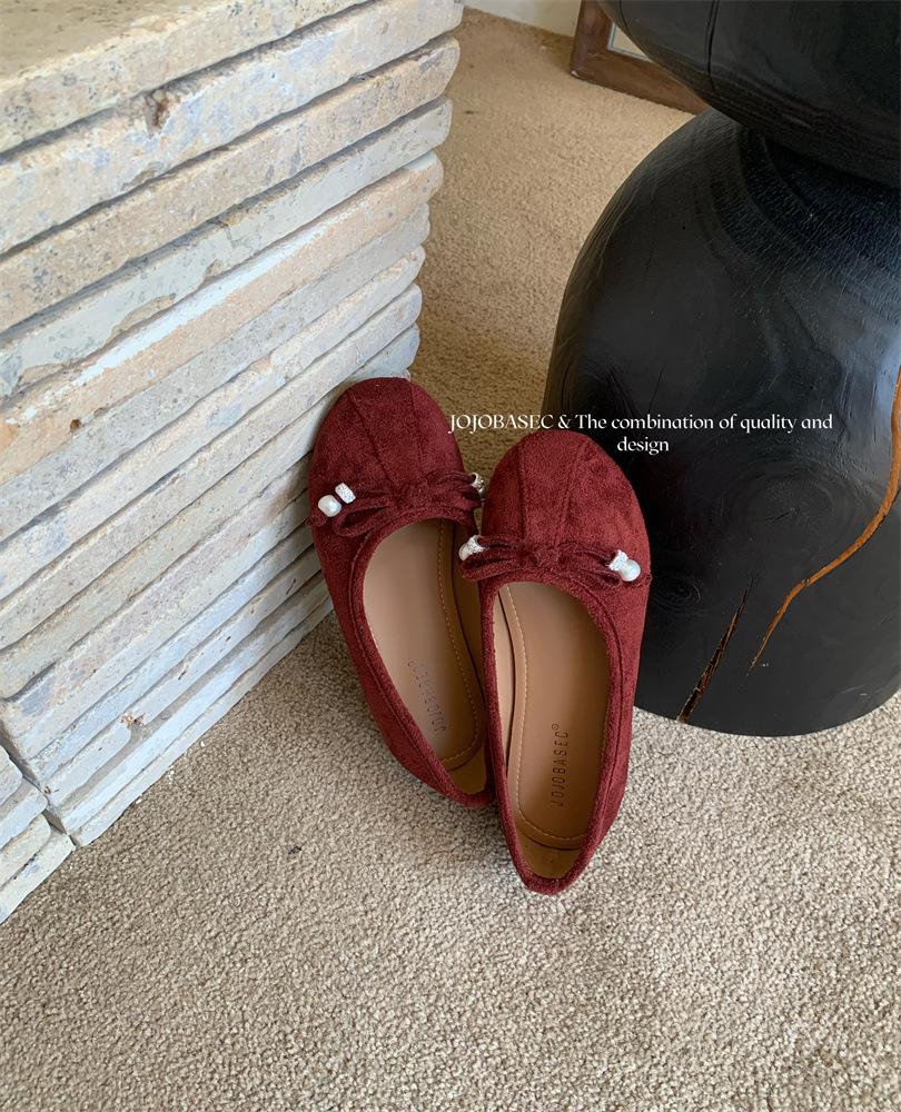 

Flat bottom shallow mouth single shoes women s 2025 spring new niche comfortable square head bow temperament soft sole ballet shoes 39 красный