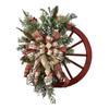 Festival Red Wheel Wreath Front Door Xmas Garland with Ribbon