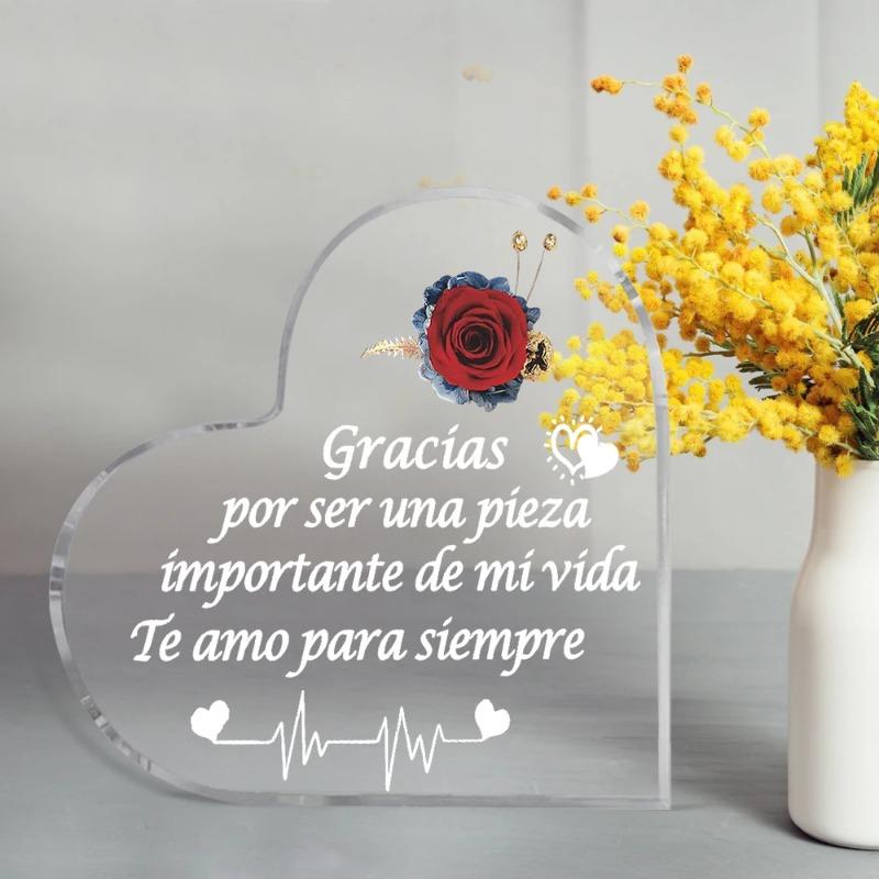 2D Flat Spanish I Love You Gifts Acrylic Desktop Decoration Plaque, Home Decor Plaque Hanging Wall Art Decorative Garden Decoration for Room Door Sign