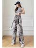 Women's Summer Korean Style Ice Silk Tie-Dye Wide-Leg Pants