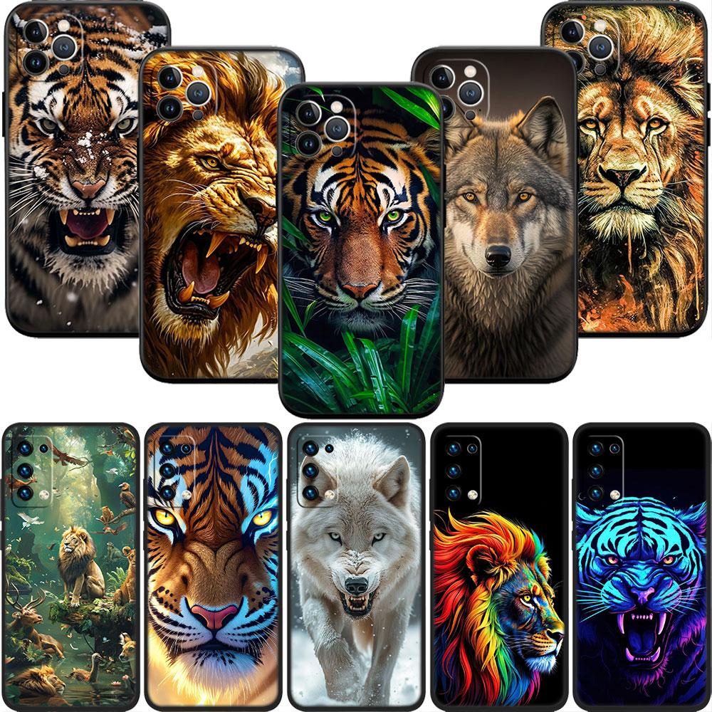 FM3 Tier Wolf Tiger Löwe Soft Shell Handyhülle für iPhone 16 15 14 13 12 Pro Max Plus Mini