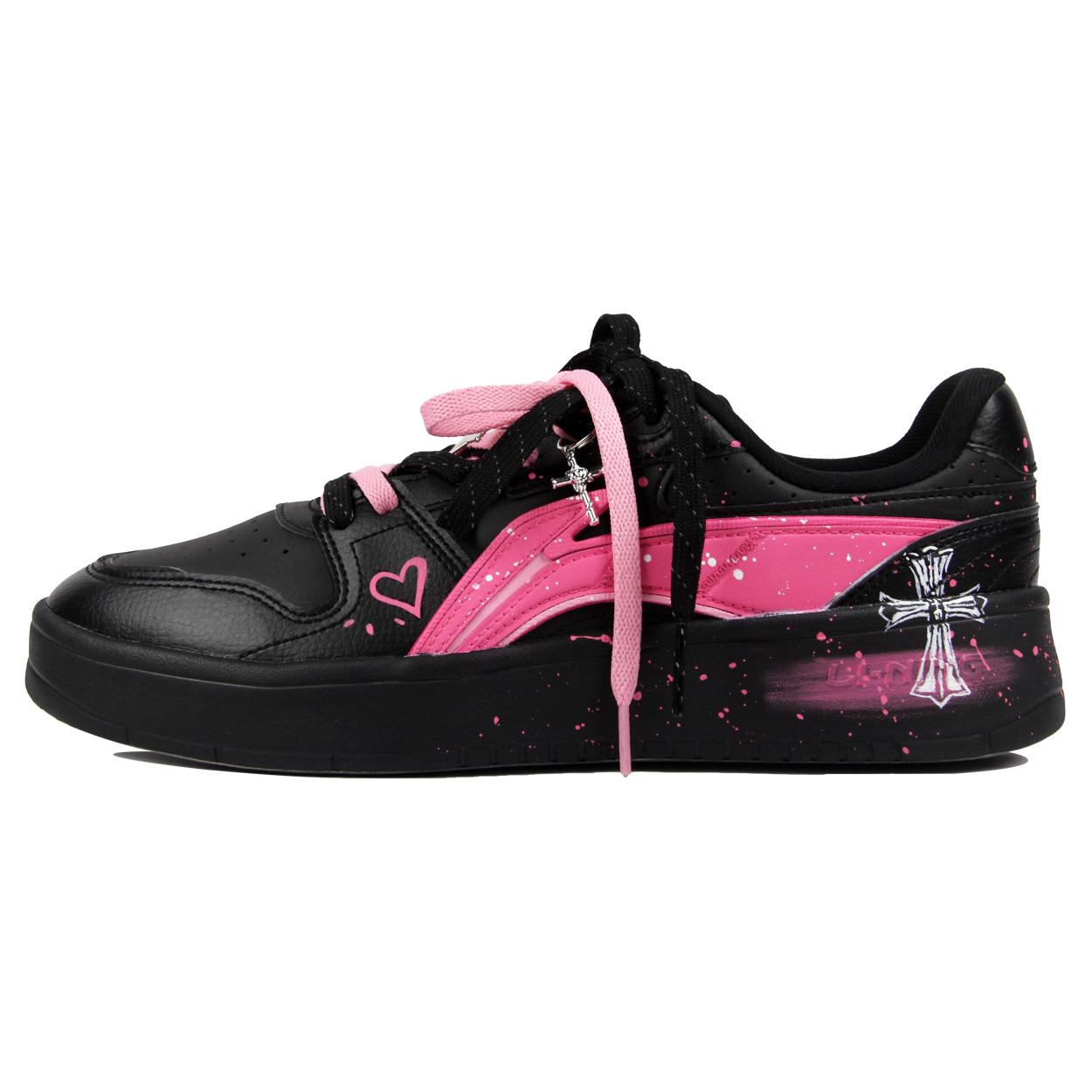 

Li Ning Скользкие Амортизирующие Износостойкие Низкие Кеды для Скейтборда Мужские Черно-Розовые AGCU515-5(КомандаJ-) 39