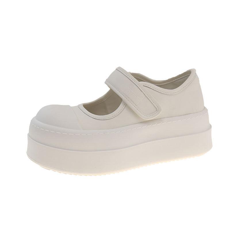 Autumn Mary Jane Women's Shoes Platform Heightening Small White Shoes Breathable Hollow Shoes with Skirts Versatile Casual Lazy Shoes