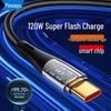 120W Transparent Braided Super Fast Charging Cable, Dual Type-C & Apple PD Compatible, for Huawei, Cross-border Style