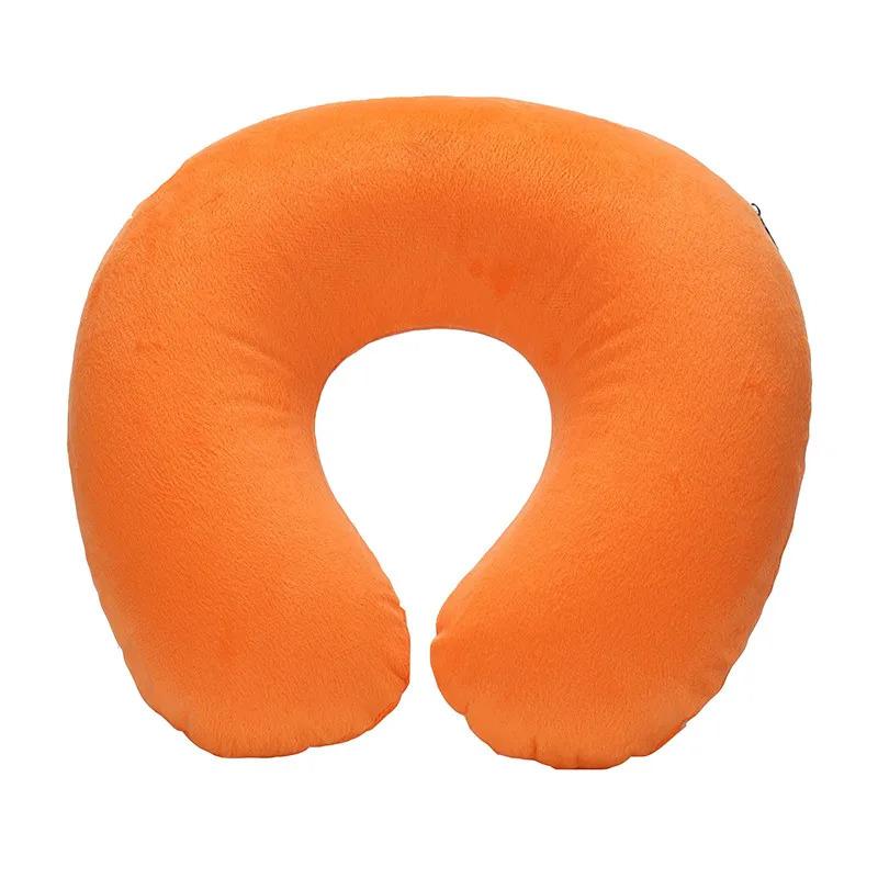 1/4pcs U-shaped Travel Pillow Car Air Flight Office Inflatable Neck Pillow Short Plush Cover PVC Support Headrest