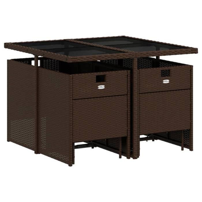 VidaXL Garden Dining Set and Cushions 9 Pcs Brown Poly Rattan 3277724