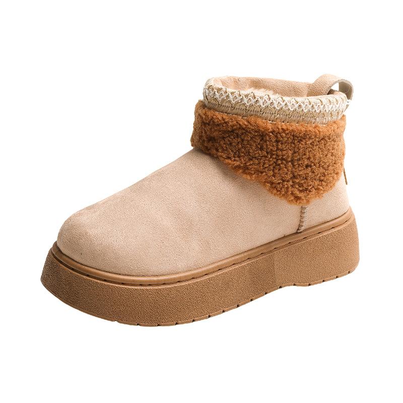 Elegant Fluffy Snow Boots 22 New Autumn and Winter New Warm Thick-soled Sleeve Snow Cotton Shoes