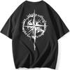 2024 Summer Compass Motif Print Signature Man T-Shirt Premium Cotton Tees Tops Short Sleeve Oversized Men Harajuku