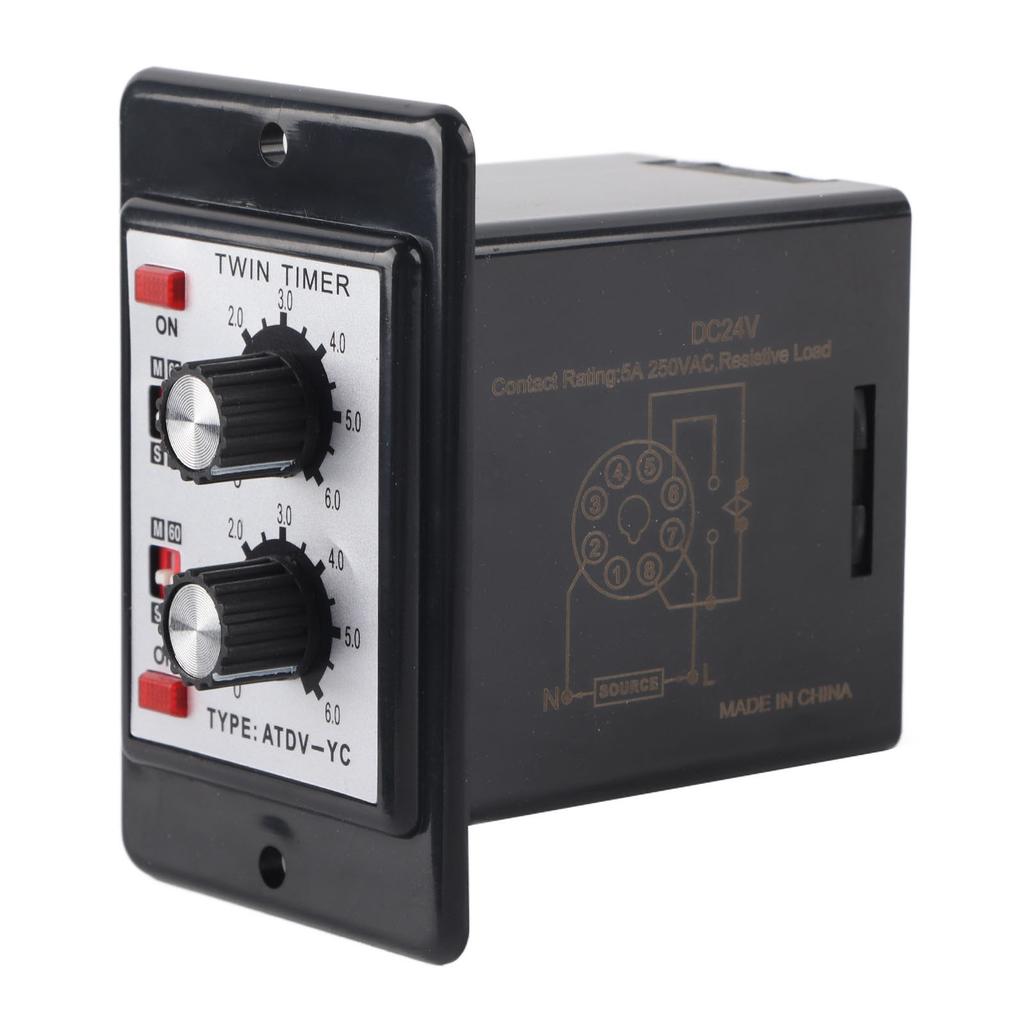 ATDV-YC On Off Timer Relay On Off Timer Switch On Off Twin Timer Relay Knob Control Time Switch ATDV-YC 6S-60M Twin Timer Relay