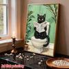 Framed Pearl Art DIY Kit with Funny Reading Black Cat Pattern 3D Sparkling Bead Canvas Painting Handmade Gift for Home Decoration