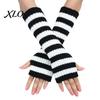 Striped Wrist Warmers Knitted Arm for Women, Fingerless Sleeves, Soft Thermal Sleeves Cold Weather Autumn Winter, Fashion Accessories Girls