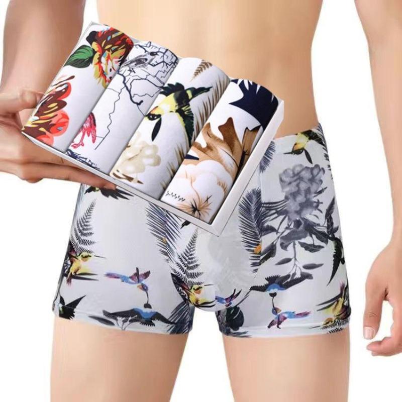 Männerhöschen 4 teile/los Männliche Unterhose Mann Pack Shorts Boxer Unterwäsche Mode Sexy Herren Boxer Bambus Loch Große Größe