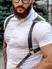Men Fashion Studded Decor Gothic Punk Leather Harness Vest With Studs Suspenders Belt Shoulder Strap Clothing Accessories