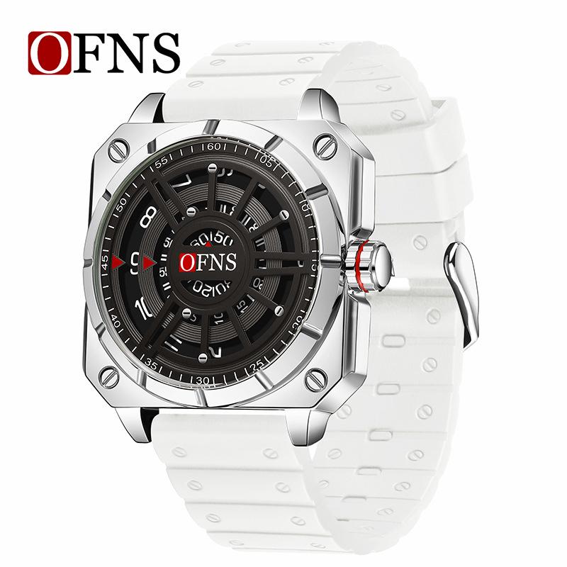 OFNS Men s Trendy Waterproof Square Quartz Sports Wristwatch