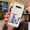 For Samsung Galaxy S10 Plus S10+ S10e Silicone Cover Transparent Clear Samsung s10 Cute Blue Butterfly Flower Letters Phone Case