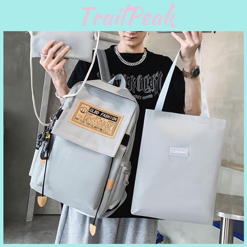 Large Capacity College Student Backpack Men Street Style Nylon Waterproof Bag