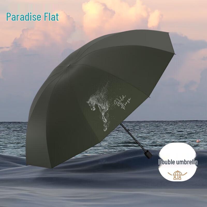 Heaven 10-Rib Large Triple-Fold Sun/Rain Umbrella