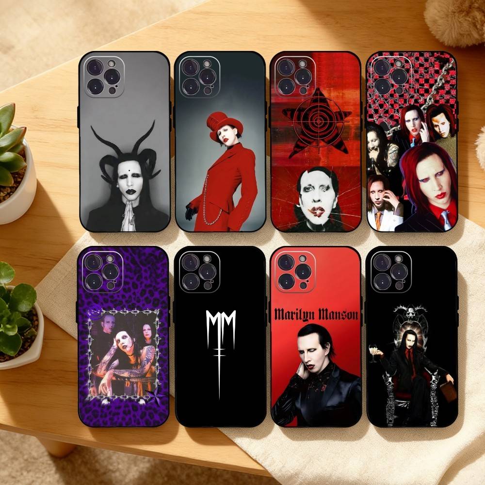M-Manson M-MarilynS Singer Phone Case For iPhone17 16 15 14 13 12 11 Pro Max Plus,5G Soft Black Case