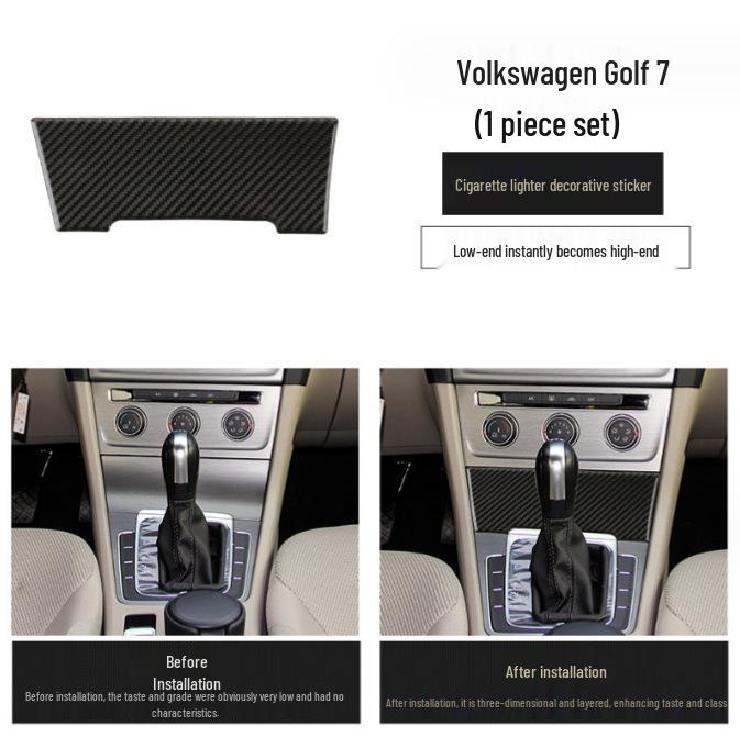 Compatible Carbon Fiber Interior Accessories for VW Golf 7: Console, Gear Shift, Cup Holder, A/C, Navigation Decor.