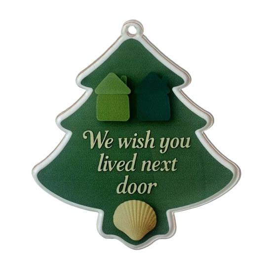 Christmas Pendant Xmas Tree Stocking Shape 2D Acrylic Seaside Festive Decoration with Lanyard Beach House Holiday Decor