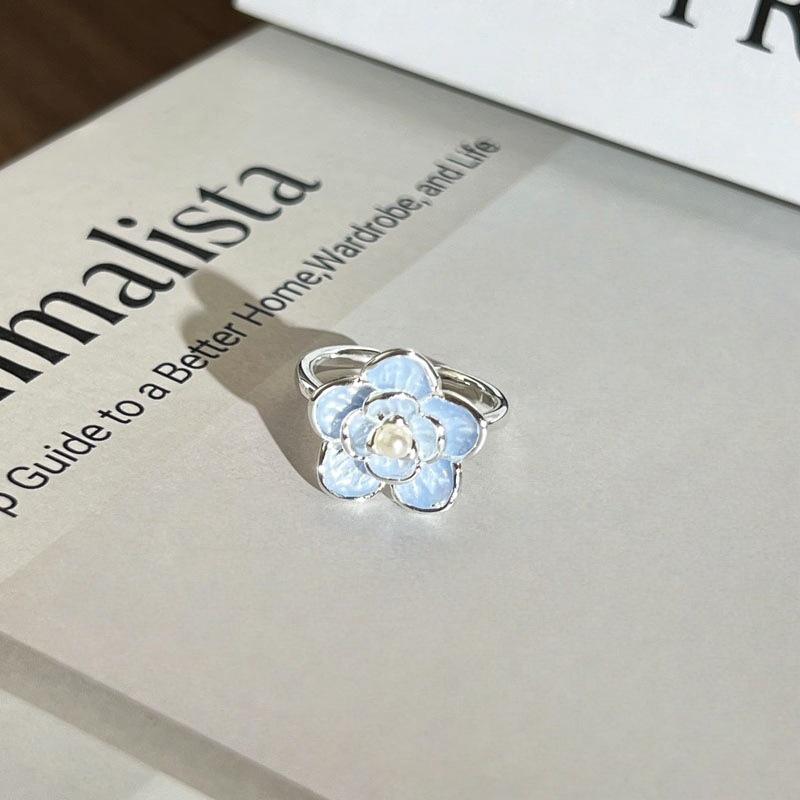 Elegant Watercolor Gradient Enamel Flower Ring for Women – Fashionable, Artistic Style, Index Finger Accessory, Light Luxury & Versatile Design.