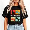 Cats and Gaming for The Cat Lover Gamer Video Game Player T Shirt E-sport Pet Lover Streetwear Tops Vintage Game Controller Tees