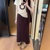 Elegant High-Waisted A-Line Knit Skirt with Slit for Women - Thickened, Bodycon Fit for Autumn and Winter