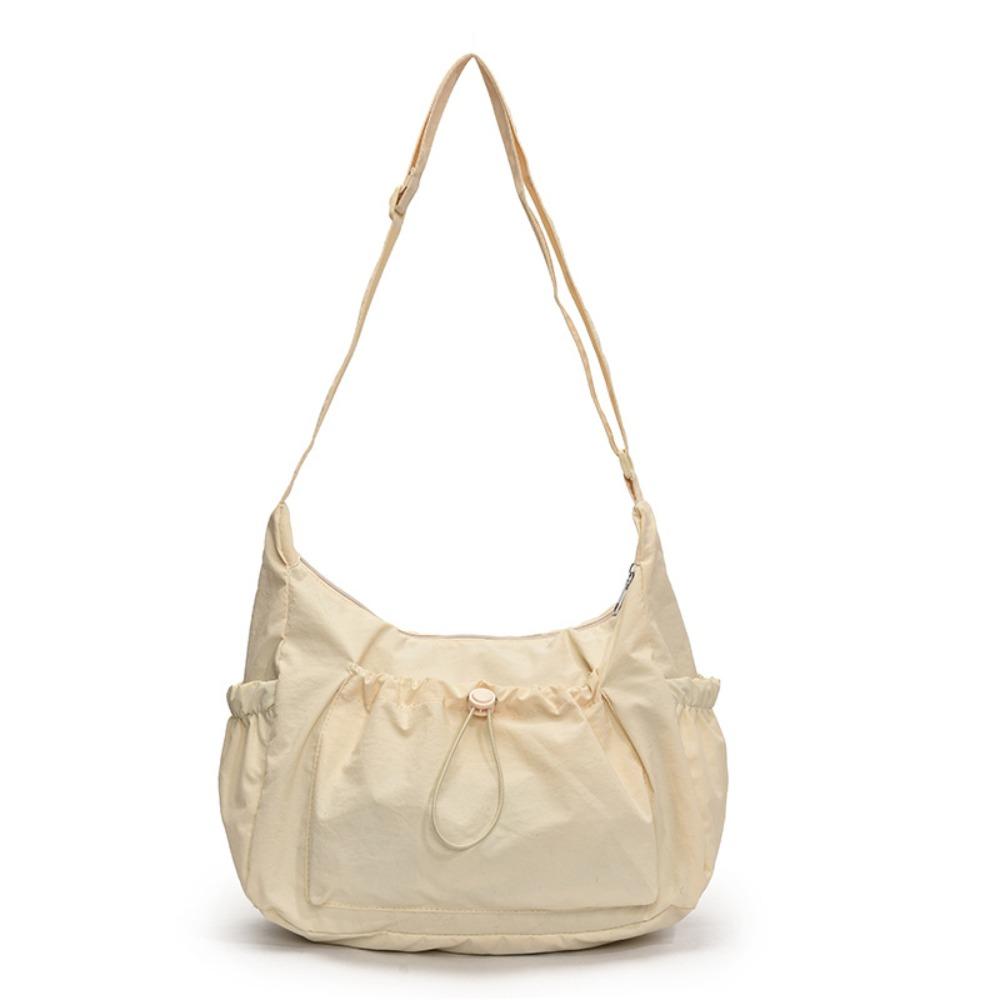 

Плиссированная нейлоновая сумка через плечо, сумка-тоут, сумка на шнурке, повседневная сумка кроссбоди, для путешествий белый