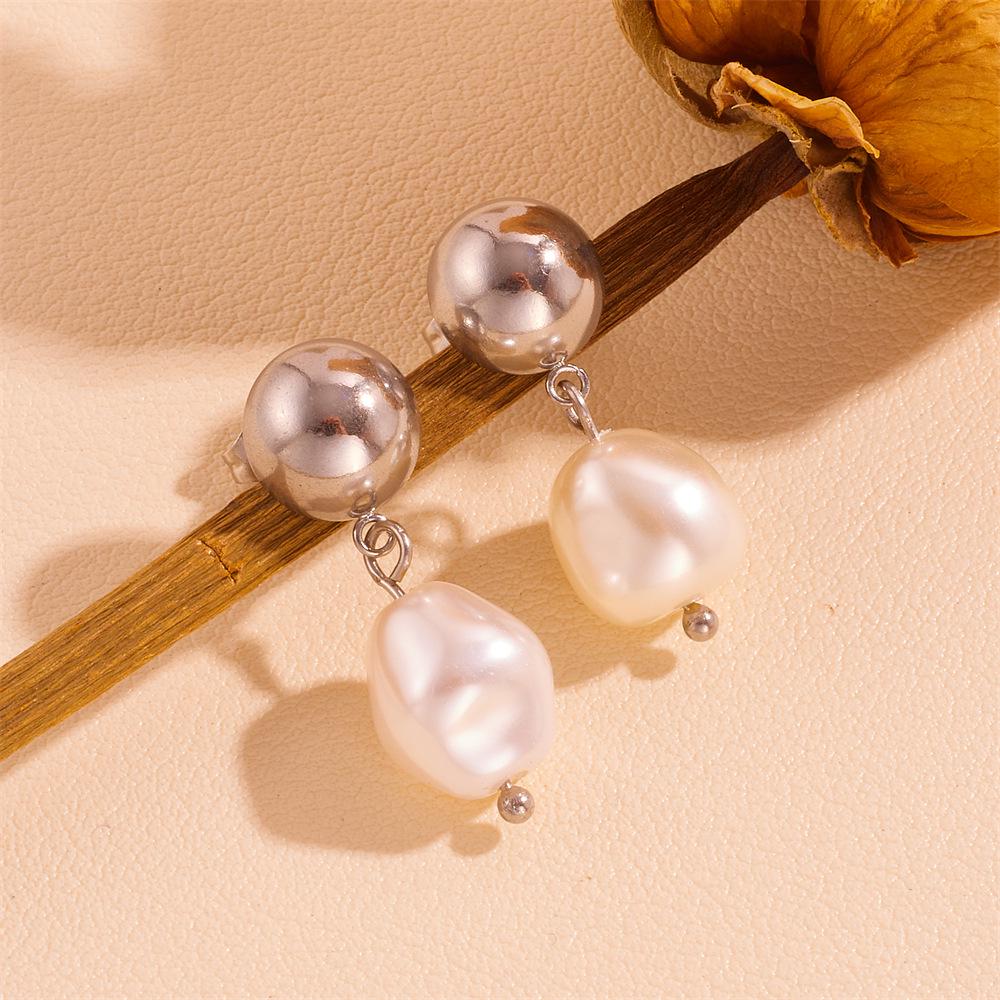18k Gold Plated Pearl Tassel Earrings: Stainless Steel, European & American Style, Simple Studs