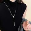 Minimalist  Sliver Color Stainless Steel Smooth Surface Teardrop-shaped Pull Necklace for Women Sweater Chain Jewelry