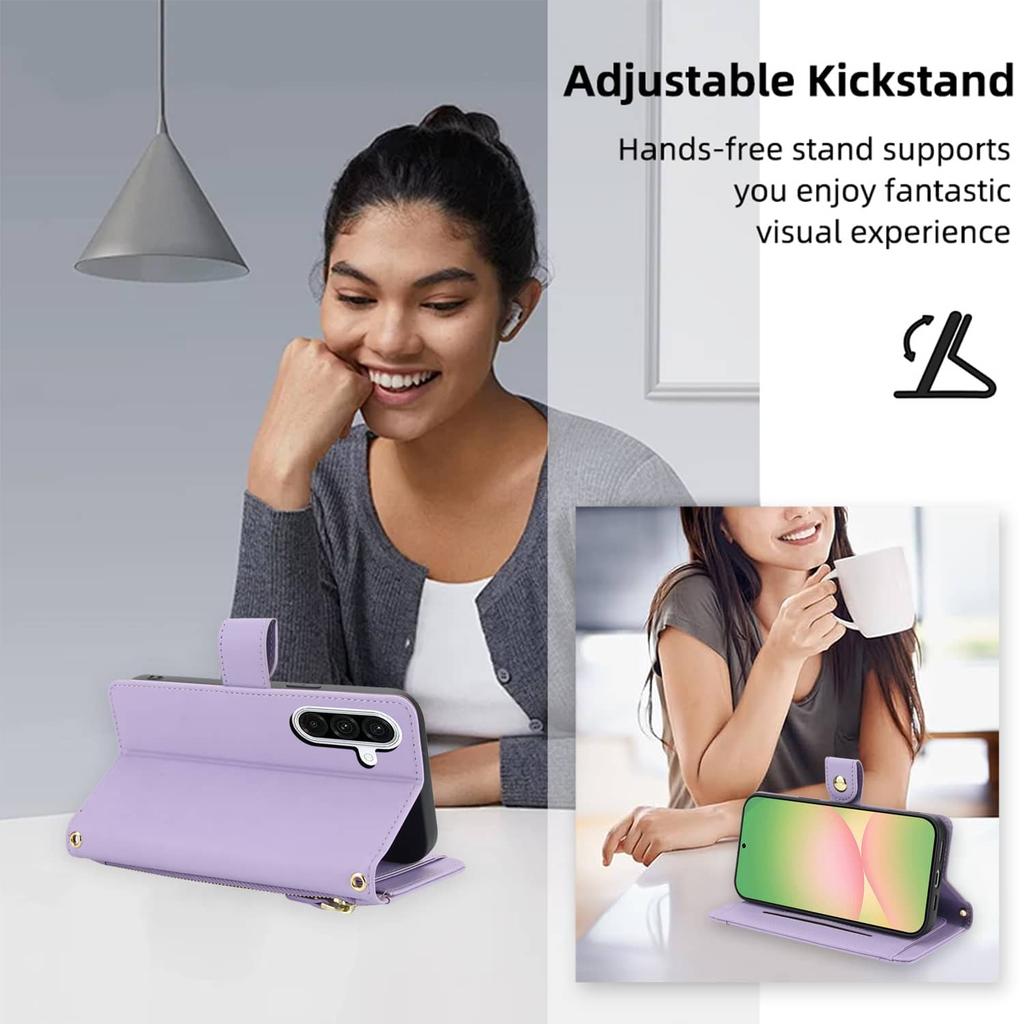 Flip Wallet Case for Samsung Galaxy A05 A06 A15 A16 A25 A26 A32 A36 A42 A53 A56 A71 A73 Zipper Pocket Case with Card Holder Slot
