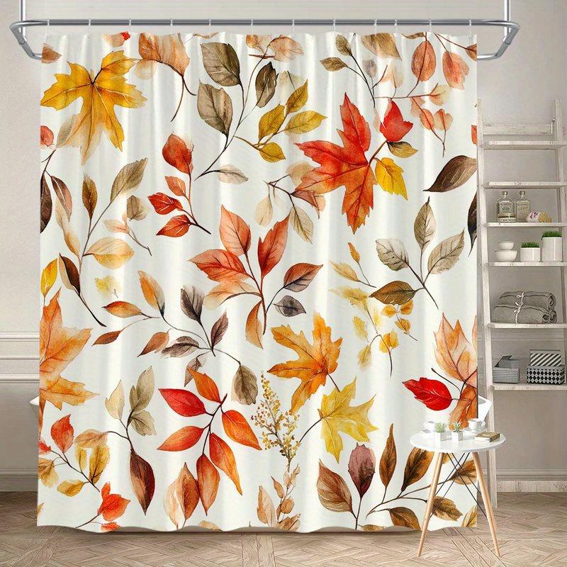 

1Pc Autumn Maple Leaf Print Shower Curtain, Polyester Fabric, Machine Washable, Suitable For Bathroom Decoration W60H190(CM)-1 Pcs