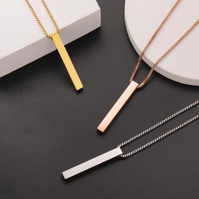 European & American Style Couple's Stainless Steel Laser-Engraved Pendant Necklace