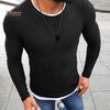 TOPMART-MEN's WEAR Color Block Patchwork O Neck Long Sleeve Pullover Knitted Sweater