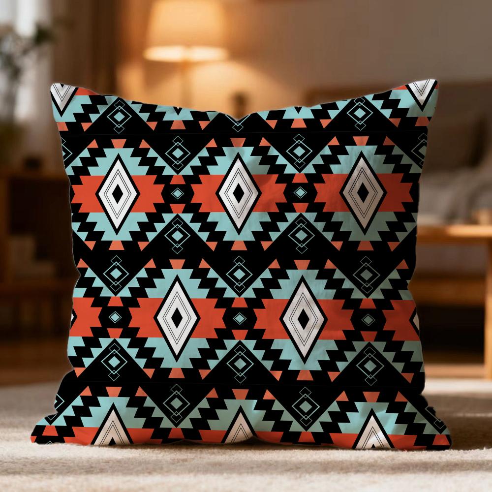Fashion N-NNative Fabric Pattern Cushion Cover Soft Washable Pillow Case Multi-Scene for Couch Bed Travel Office Use