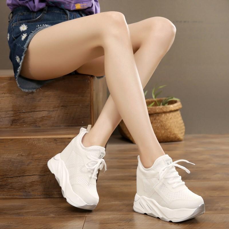New Autumn Women Breathable Platform Casual Shoes Women Height Increased Vulcanized Shoes 12 CM Thick Sole Zapatos Mujer