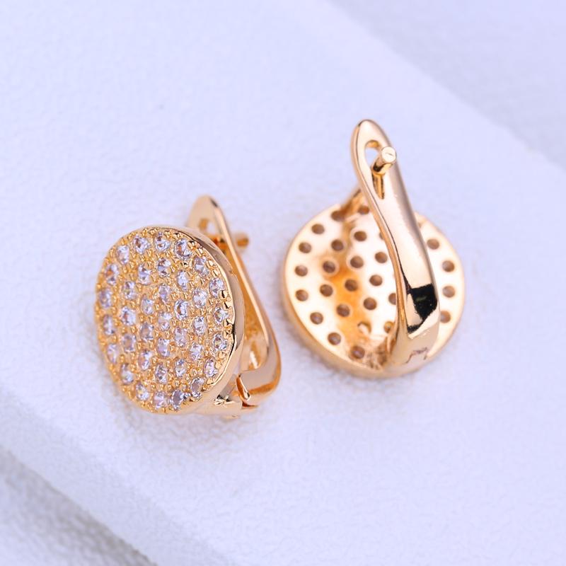 KNIKOO Clip-Ohrringe für Damen, modisch, Zirkonia, runde Ohrstecker, Schmuck für Hochzeit, Party, Geschenke