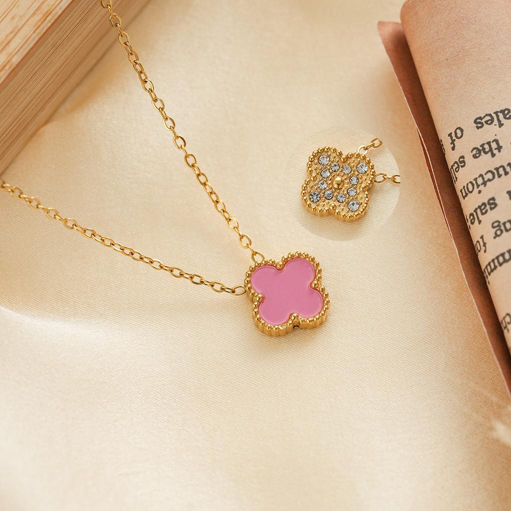 Four-leaf Clover Necklace for Women A Sophisticated Titanium Steel Sweater Chain