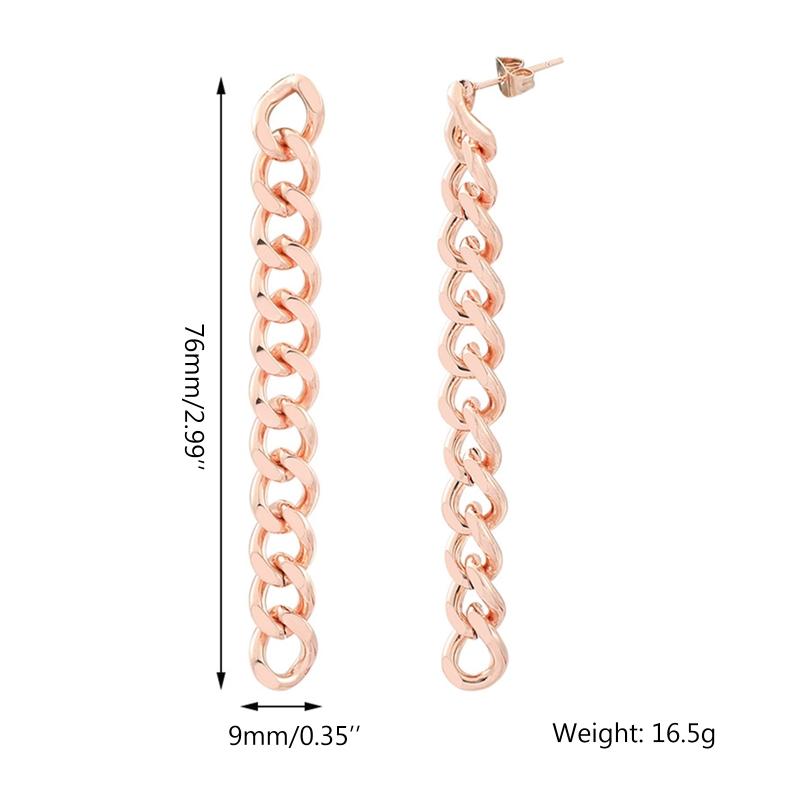 Minimalist Women Silver Gold Hip Hop Style Chain Tassel Earring For Fashion Girl Party Punk Stainless Steel Jewelry Gift