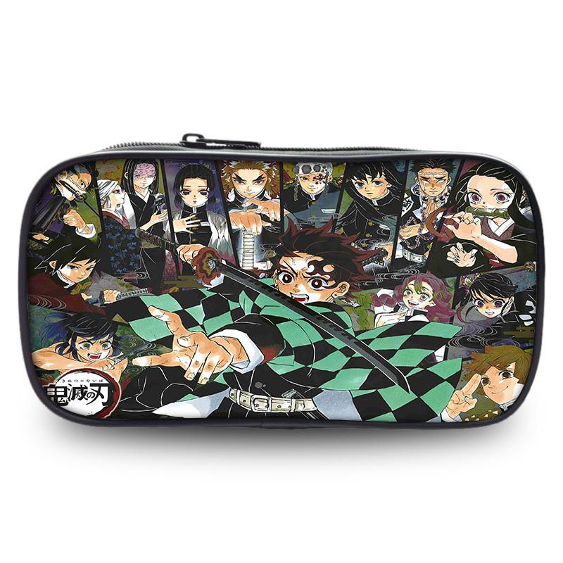 Spacious Oxford Demon Slayer Pencil Case For Students With Casual Style